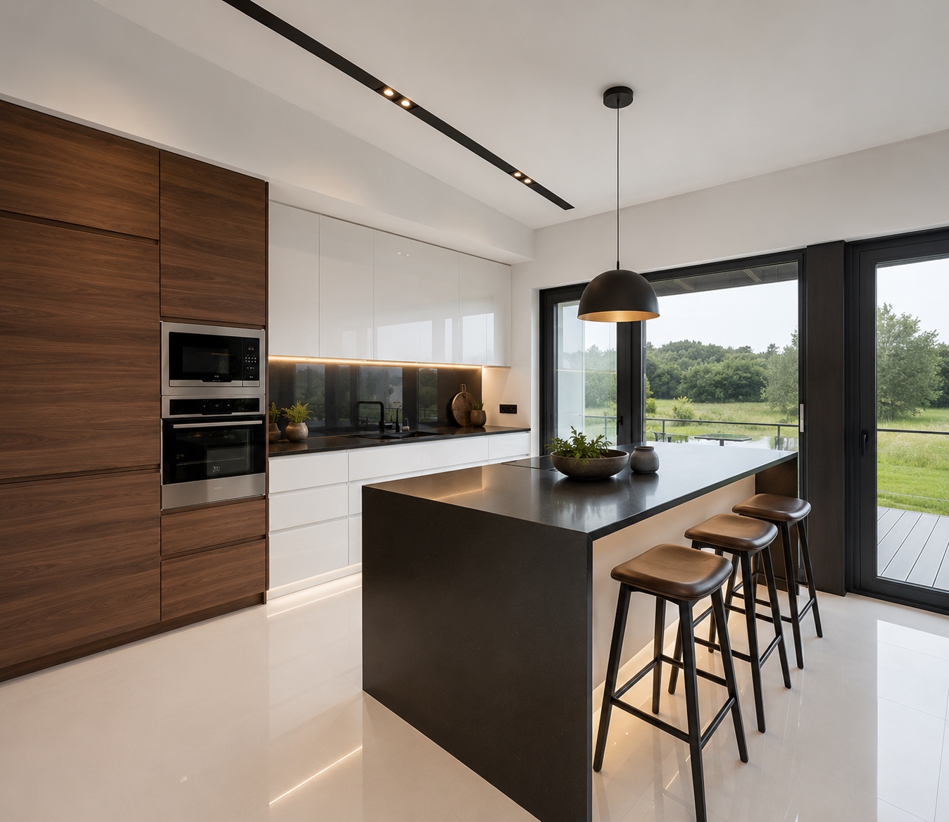 Nestaro’s garden-facing kitchen – interior visualisation